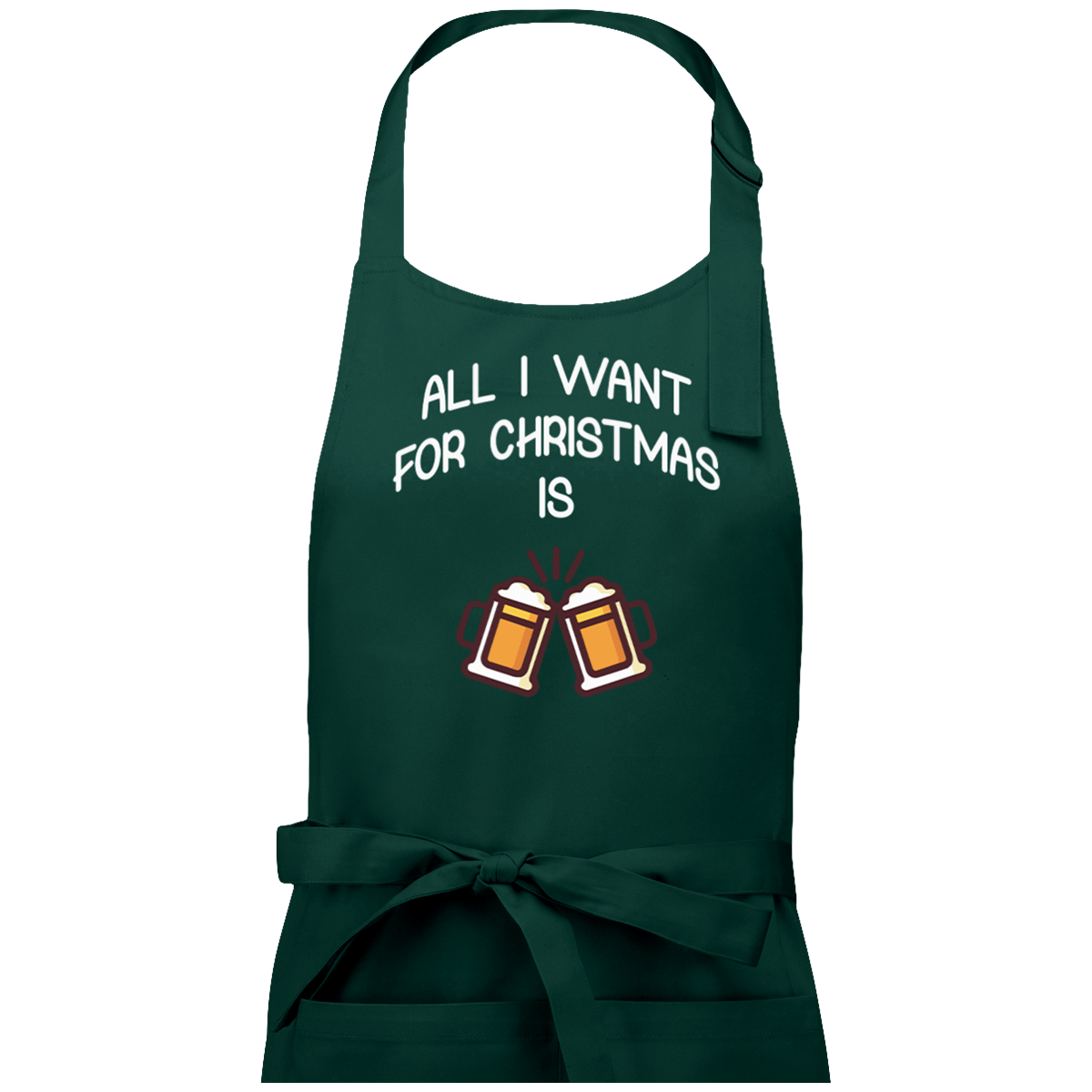 Tablier Cadeaux De Noël Avec Motif All I Want For Christmas Is Beer Bottle Green