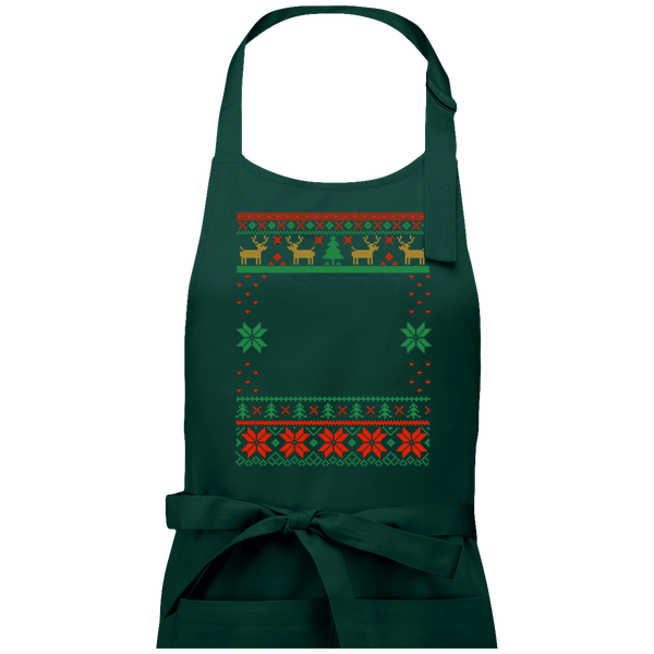 Tablier De Noël Personnalisable Ugly Reindeer Bottle Green
