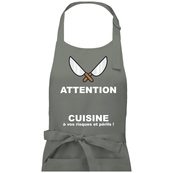 Tablier personnalisable attention cuisine plexus Light Grey