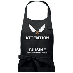 Tablier personnalisable attention cuisine à personnaliser