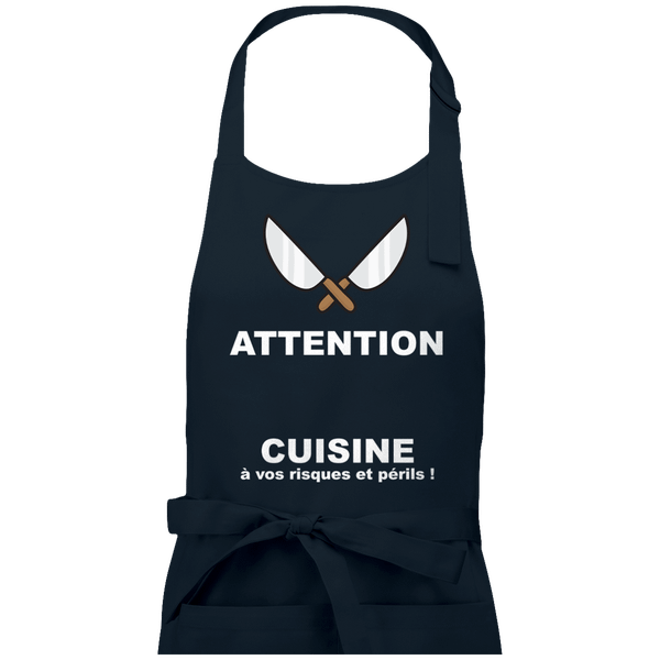 Tablier personnalisable attention cuisine plexus Navy
