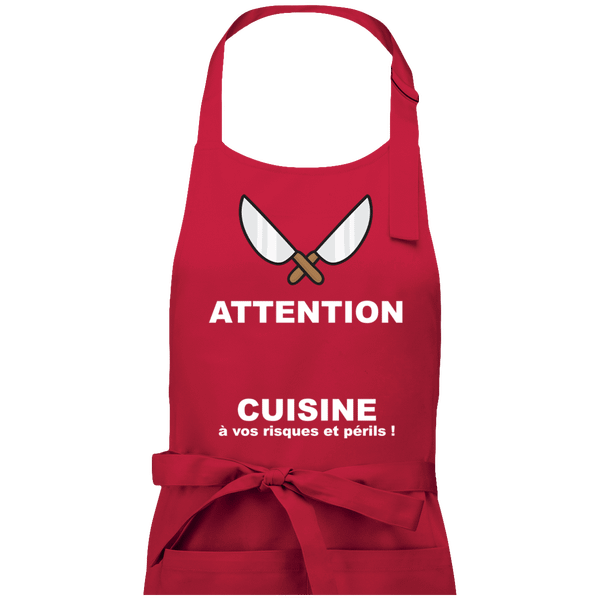 Tablier personnalisable attention cuisine plexus Red