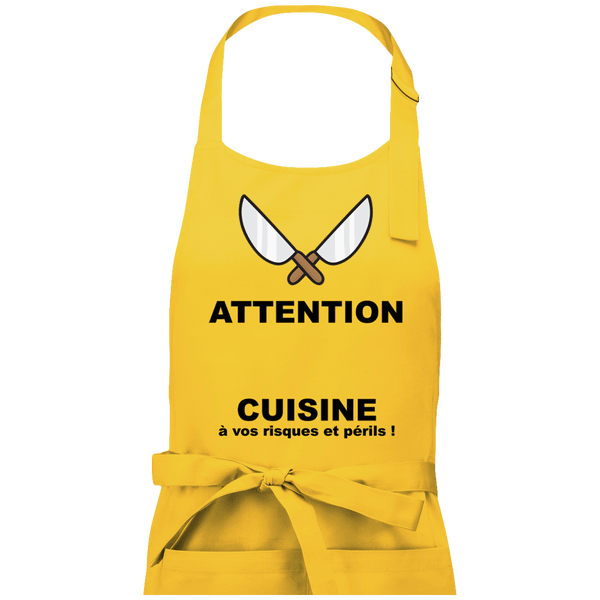 Tablier personnalisable attention cuisine plexus Yellow
