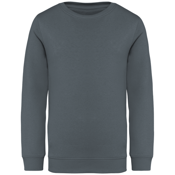 Sweat shirt ecoresponsable a col rond enfant face Mineral Grey