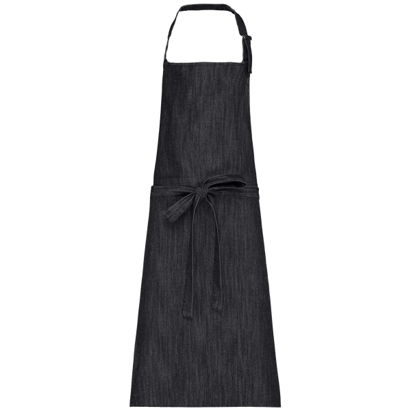 Tablier polycoton sans poche face Black Denim