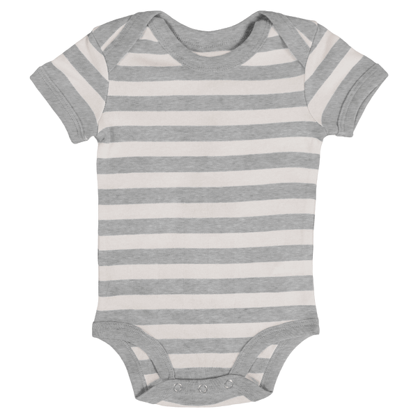 Body bebe manches courtes a rayures face Light Grey Melange / White