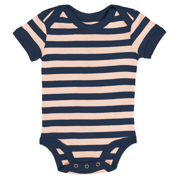 Body bebe manches courtes a rayures face Navy / Washed White