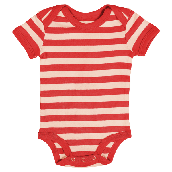 Body bebe manches courtes a rayures face Red / Washed White