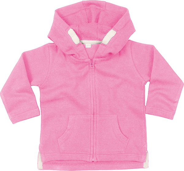 Sweat bebe zippe a capuche face Bubblegum Pink