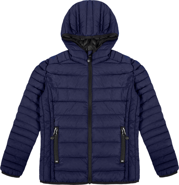 Personalised Hooded Light Down Jacket For Kids Navy