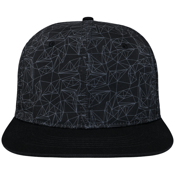 Customizable Graphic Crown Snapback With Geometric Patterns