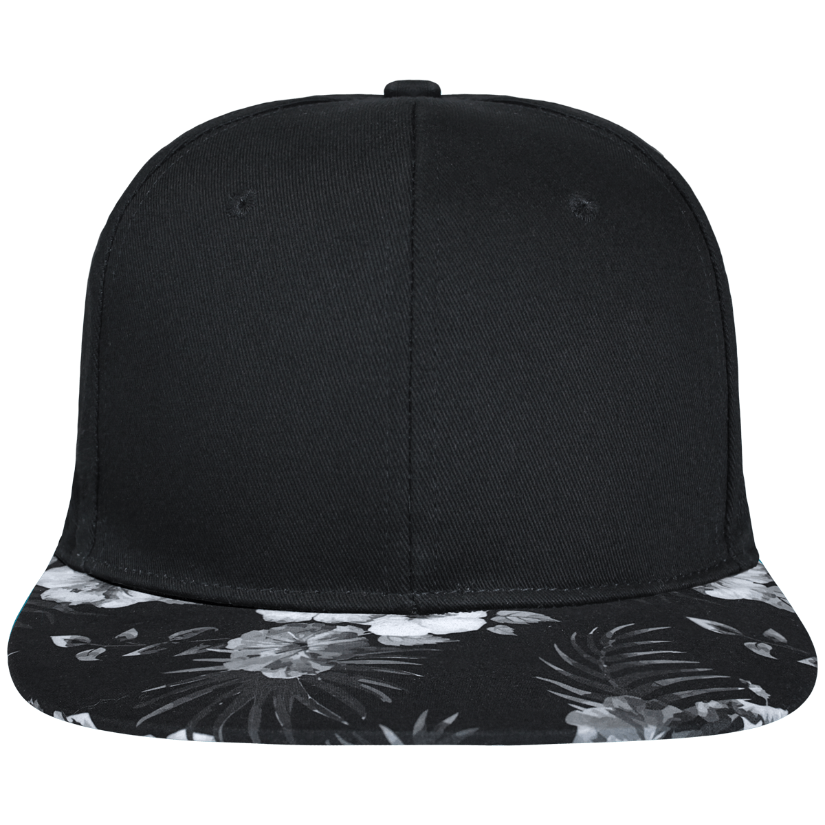 pictoSnapback Visor With Black Hawaiian Flower Graphic Motifs To Customize: 