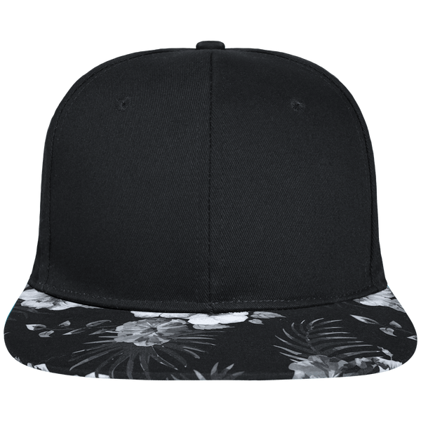 Snapback Visor With Black Hawaiian Flower Graphic Motifs To Customize: