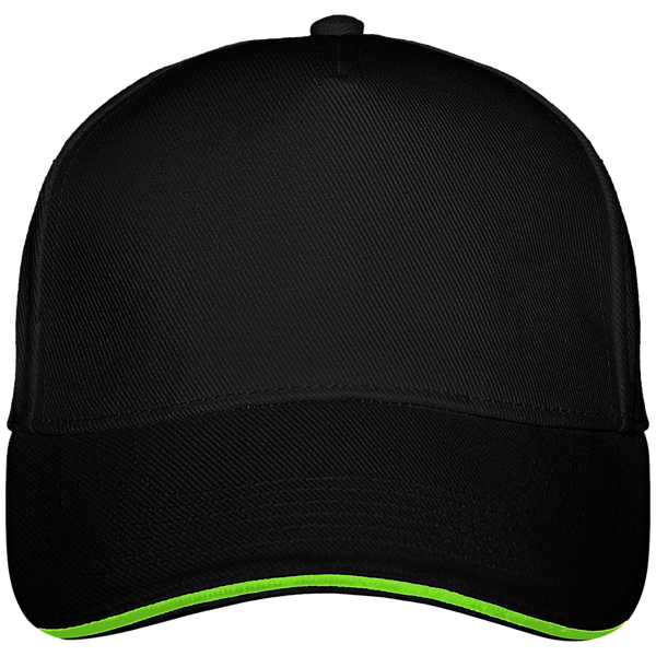 Ultimate 5 Panel Custom Cap Black / Lime Green