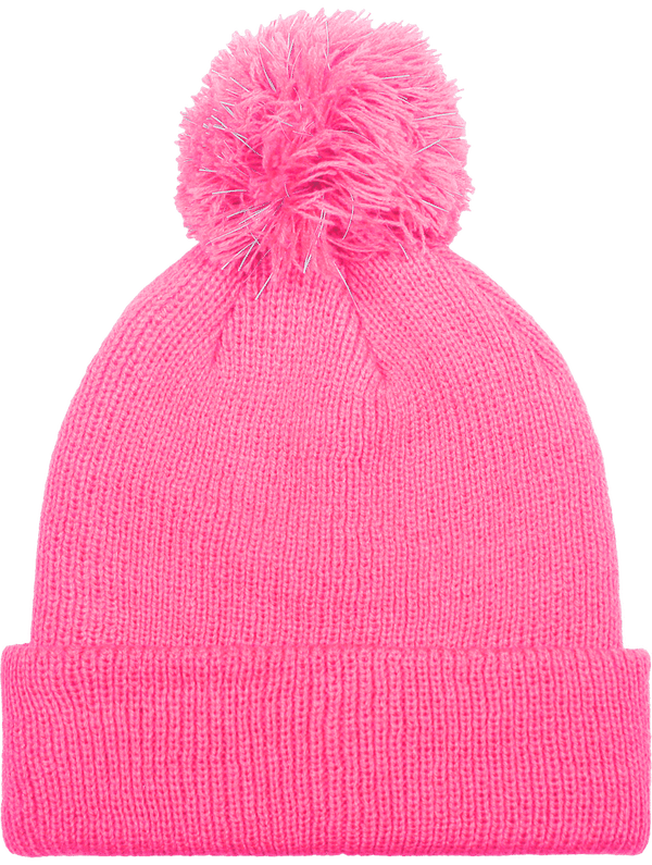 Bonnet a pompom reflechissant junior face True Pink