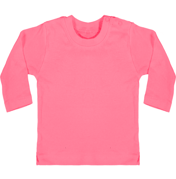 T shirt bebe manches longues boutons pression face Bubblegum Pink