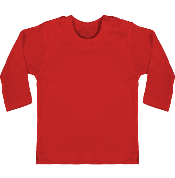 T shirt bebe manches longues boutons pression face Red