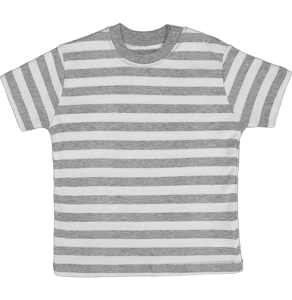 Customizable Baby Striped T-Shirt Light Grey Melange / White