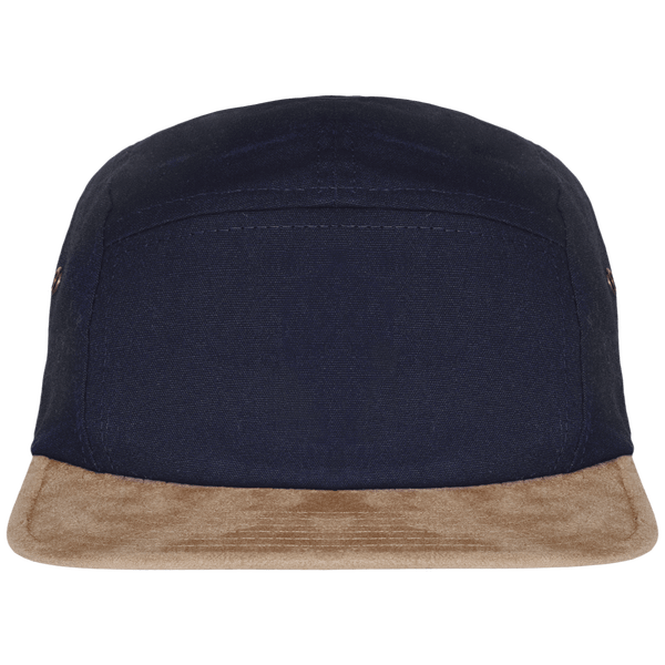 Casquette 5 panneaux visiere imitation daim face Navy