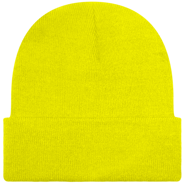 Customizable Cuff Beanie Fluorescent Yellow