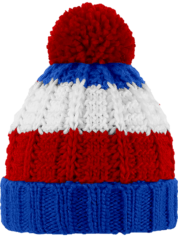 Bonnet beanie chamonix face Bright Royal / Classic Red / White