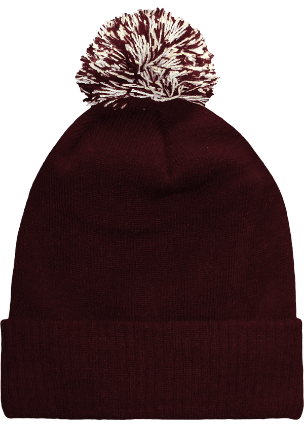 Bonnet A Revers Pompon Snowstar Burgundy / Off White