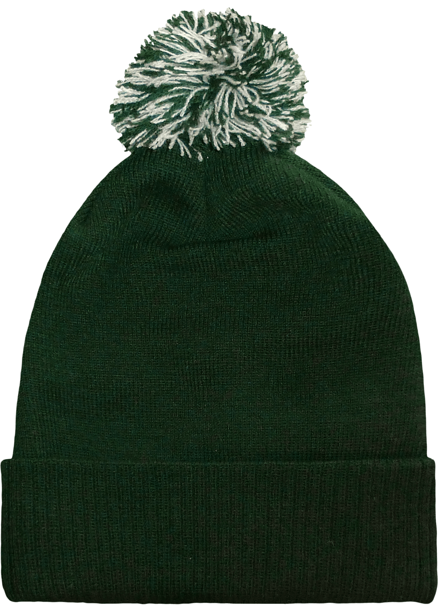 Snowstar Reversible Beanie With Pompom Bottle Green / Off White