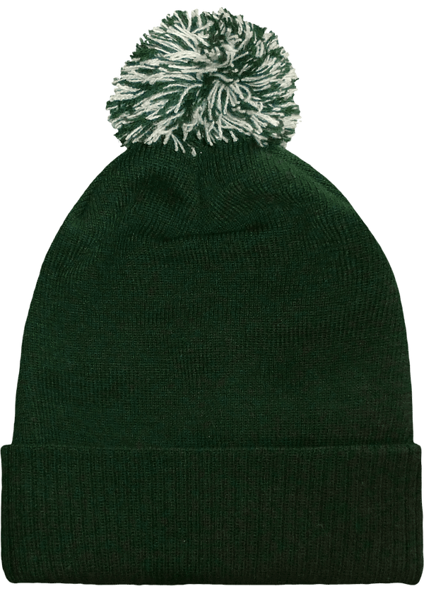 Bonnet A Revers Pompon Snowstar Bottle Green / Off White