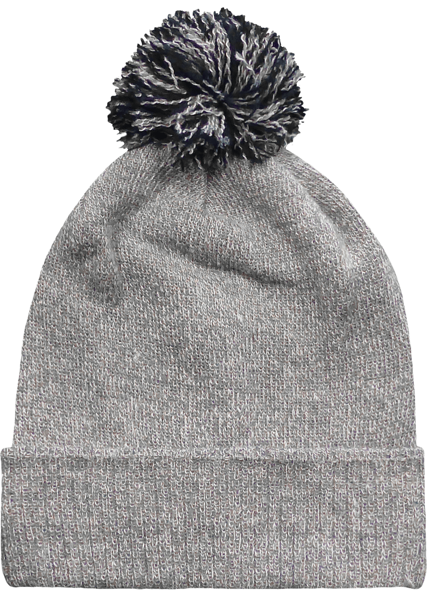 Bonnet A Revers Pompon Snowstar Heather Grey / Black