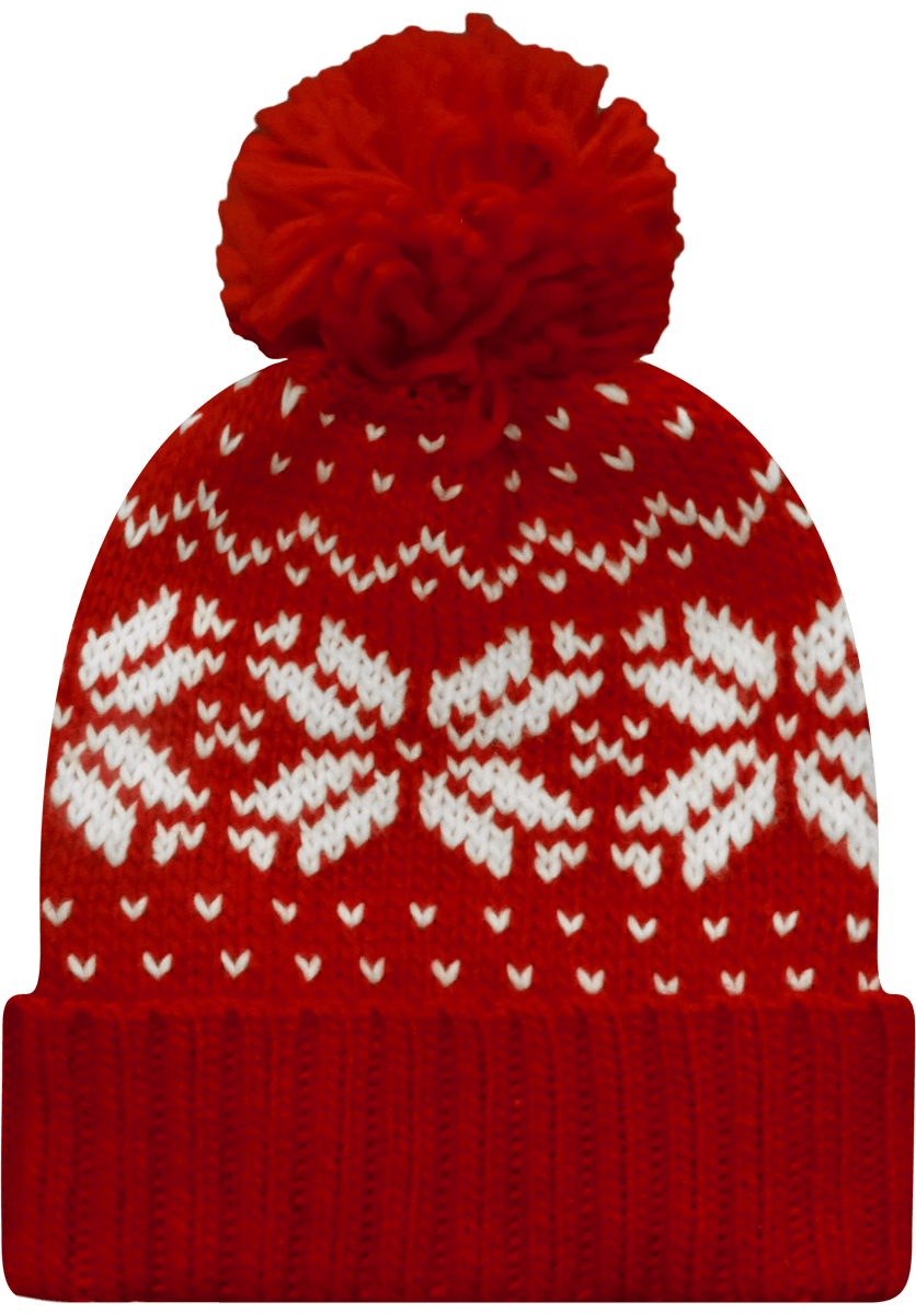 Beanie With Jacquard Pattern Black / Classic Red / White