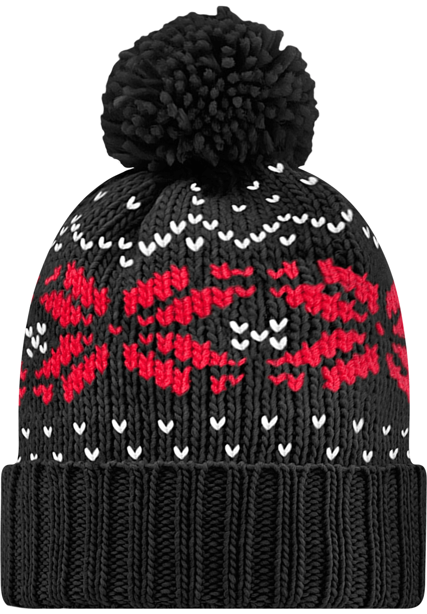 Bonnet À Motif Jacquard Black / Classic Red / White