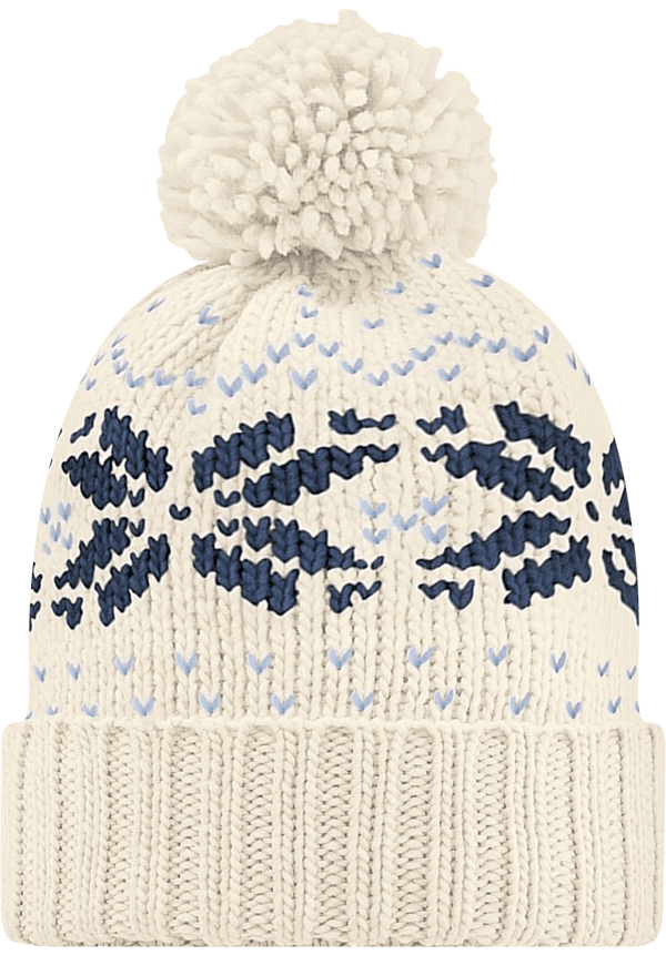 Bonnet À Motif Jacquard Off White / Navy / Sky Blue