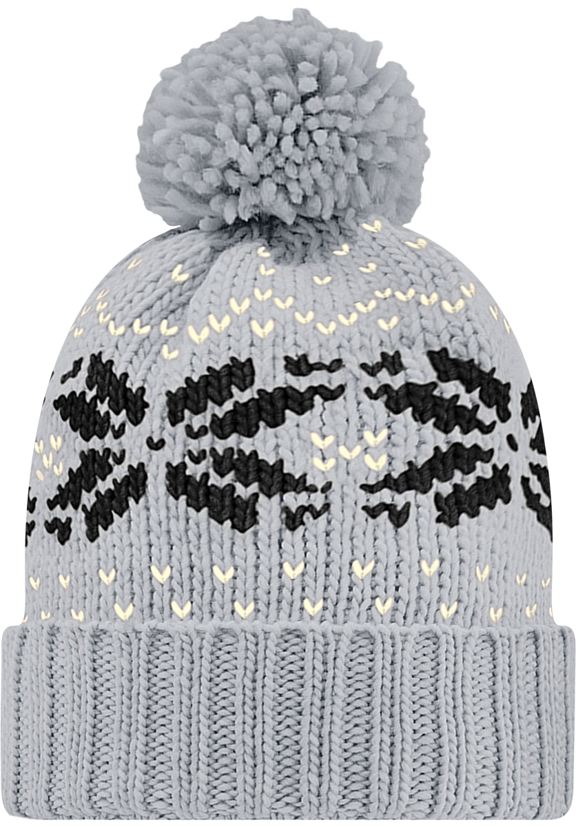 Beanie With Jacquard Pattern Light Grey / Black / Off White