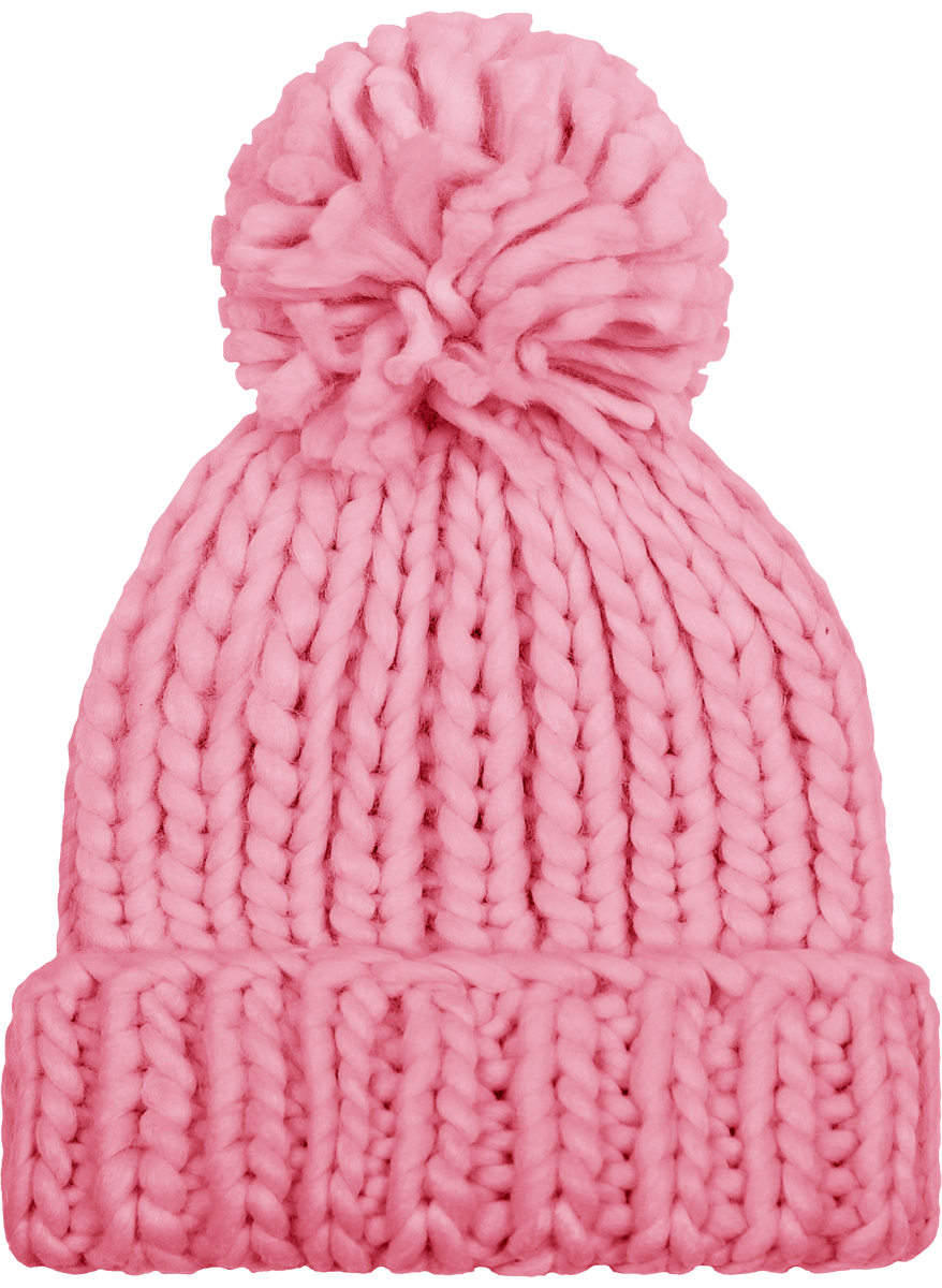 Hand-Knitted Hat Very Thick And Fluffy Dusky Pink