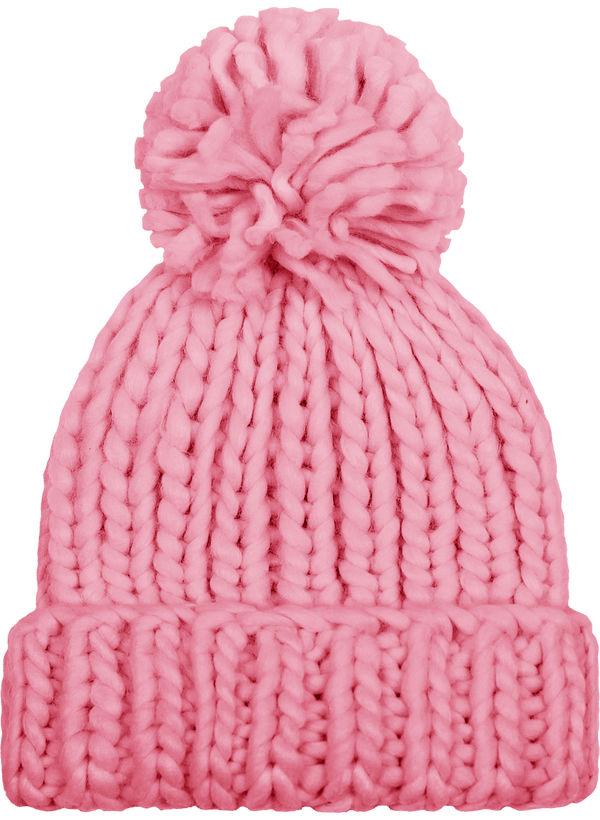 Bonnet Tricoté À La Main Très Épais Et Moelleux Dusky Pink