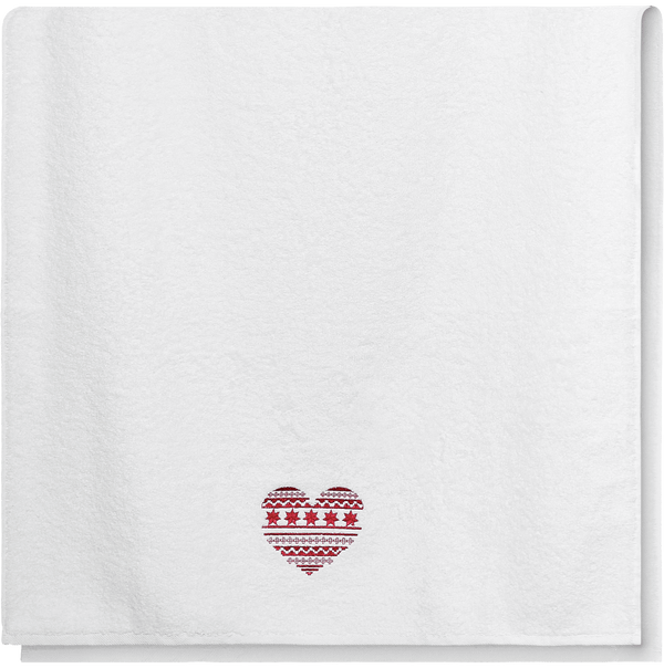 Drap de douche coeur 70 x140 cm face Blanc