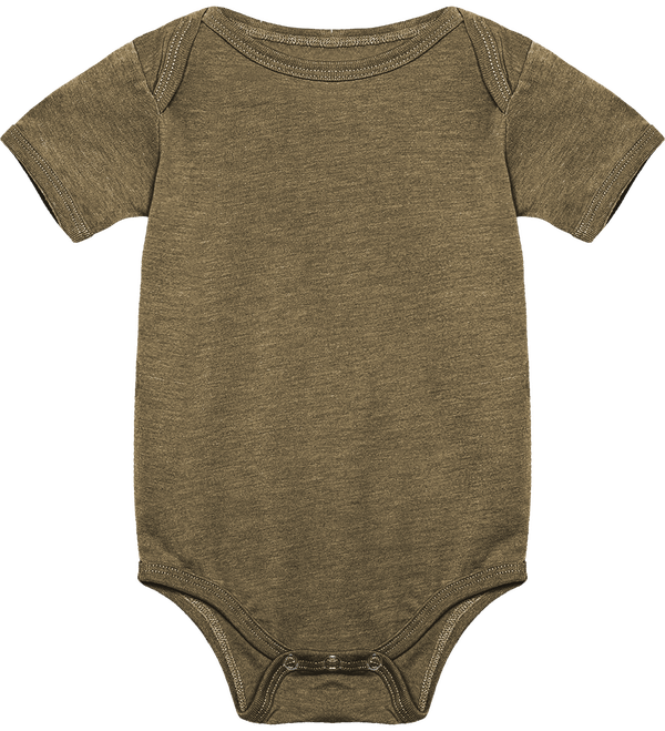 Baby Bodysuit Customizable In Embroidery And Printing | Soft And Comfortable Olive Triblend