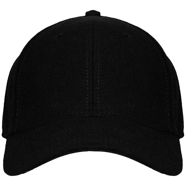 Casquette en laine 6 panneaux melton face Black
