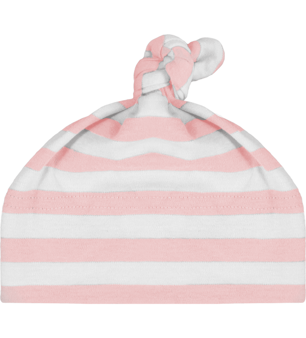 Bonnet bebe a noeud bicolore face Powder Pink / White