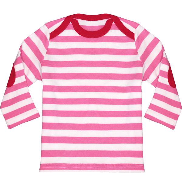 Tee shirt bebe manches longue a coudiere face Bubblegum Pink / White / Red