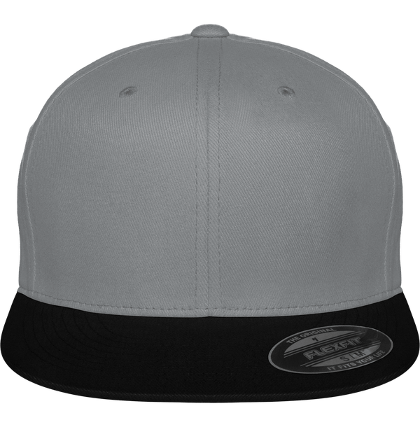 Casquette Coton Brossé | Visière Plate Et Profil Haut Light Grey / Black