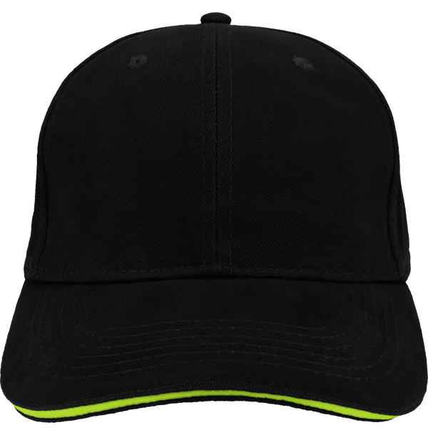 Grundkappe | 6 Paneele | Stickerei Black / Lime Green