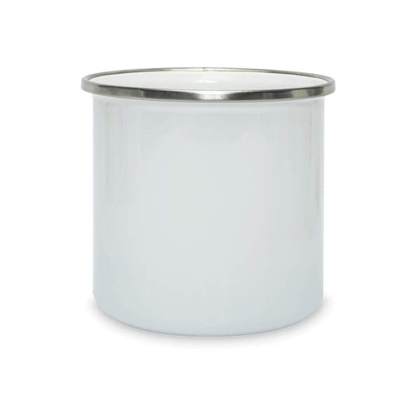 Tasse emaillee a rebord colore face Argent