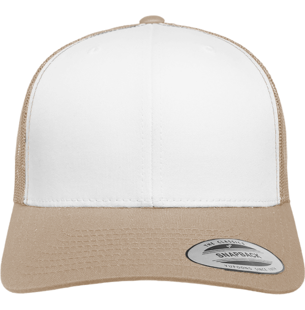 Retro Trucker Kappe - Gebogene Schirmkante KHAKI / WHITE