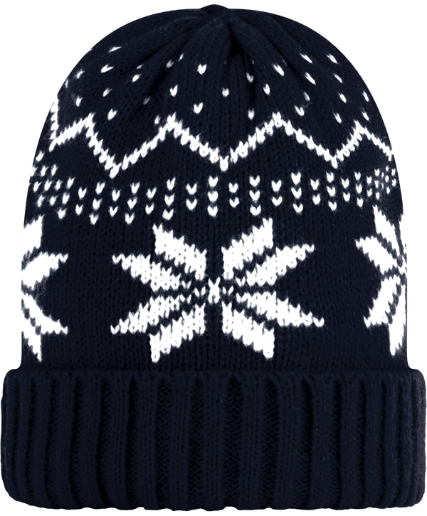 Bonnet Motifs De Noël - Broderie De Vos Textes Et Logos Night Navy / Natural