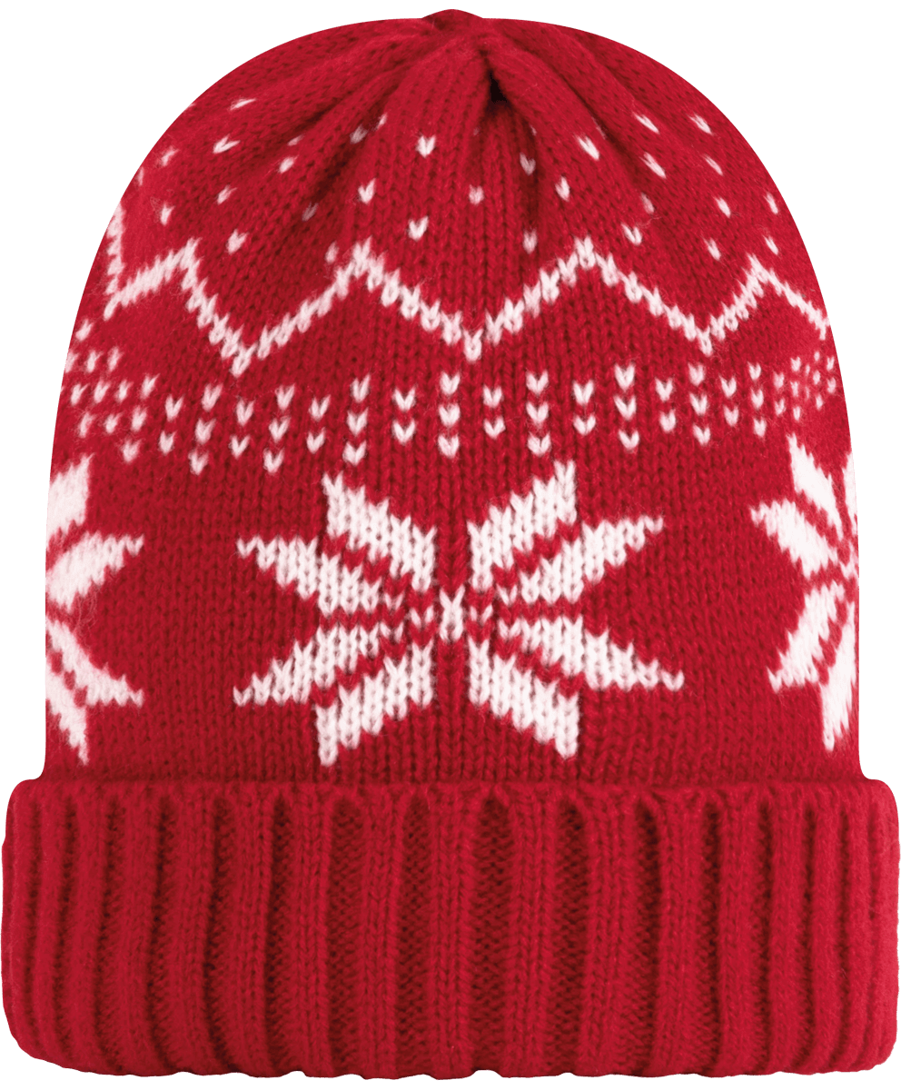 Bonnet Motifs De Noël - Broderie De Vos Textes Et Logos Cherry Red / Natural