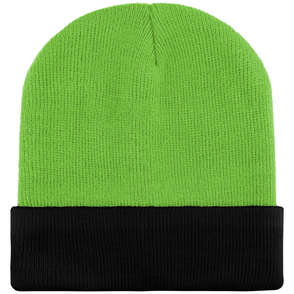 Bonnet Enfant À Revers - Bicolore Lime / Black