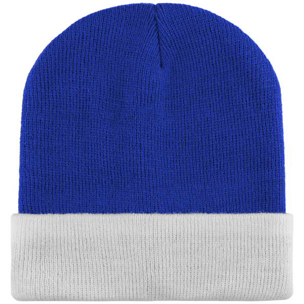 Bonnet Enfant À Revers - Bicolore Royal Blue / White