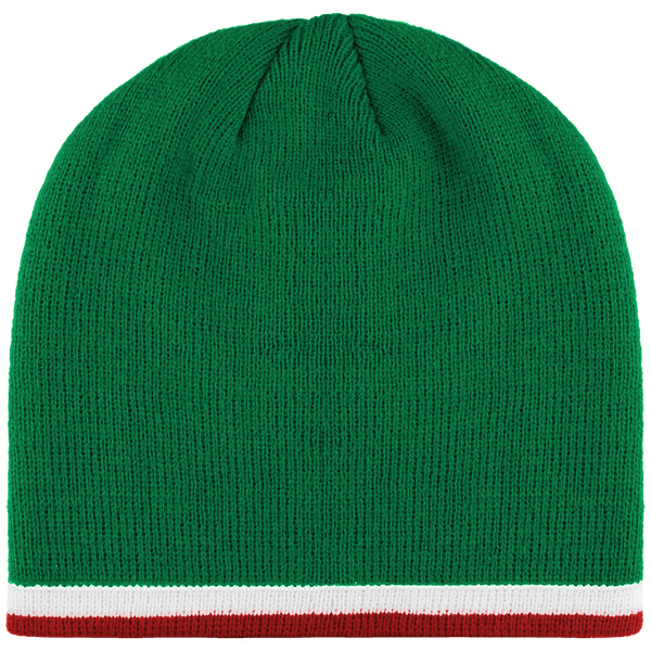 Mütze Mit Zweifarbiger Banderole - Kontrastfarbe Kelly Green / White / Red