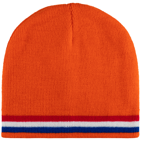 Bonnet Avec Bande Bicolore - Couleur Contrastée Orange / Red / White / Cobalt Blue